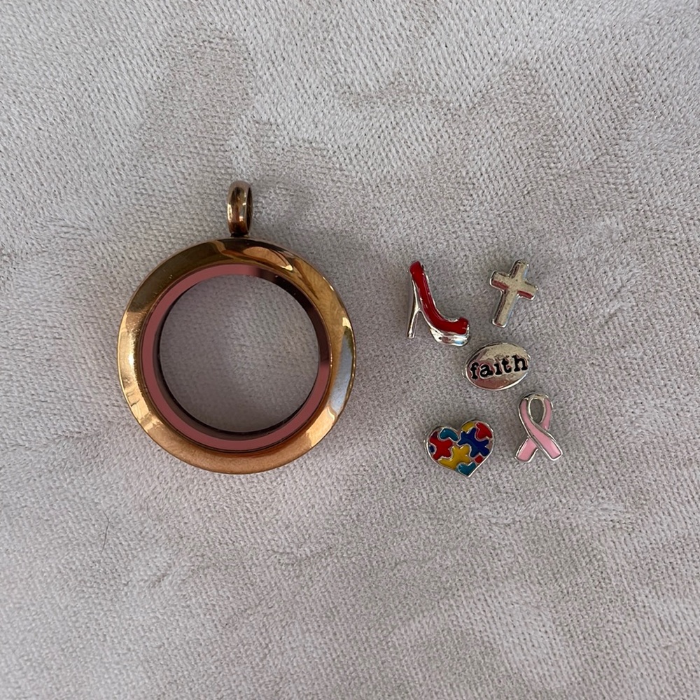 necklace charm holder and charms.
